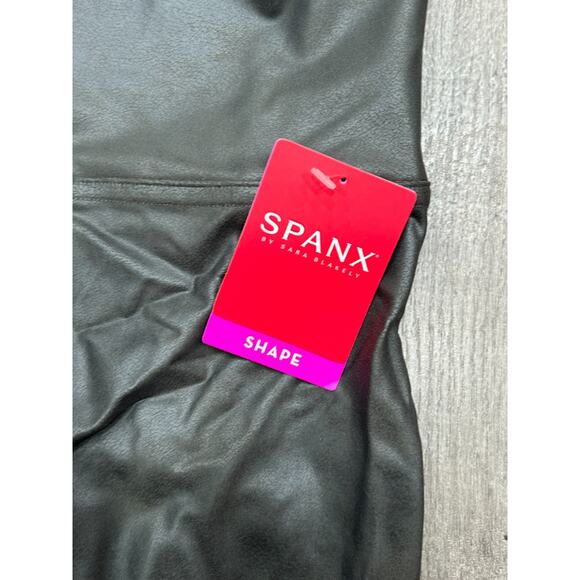 NWT Spanx Womens Shape Faux Leather Stretch High Waist Ankle Leggings Size L - Picture 4 of 9
